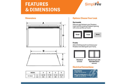 SimpliFire 25" Electric Fireplace Insert