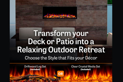 SimpliFire Forum 43'' Outdoor Recessed Built-in Electric Fireplace