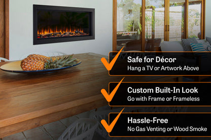 SimpliFire Forum 43'' Outdoor Recessed Built-in Electric Fireplace