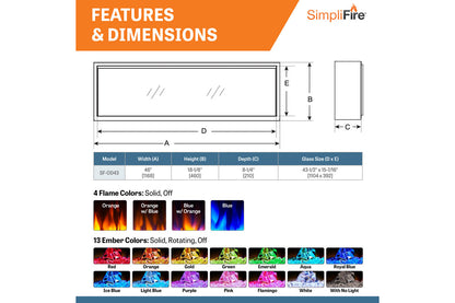 SimpliFire Forum 43'' Outdoor Recessed Built-in Electric Fireplace