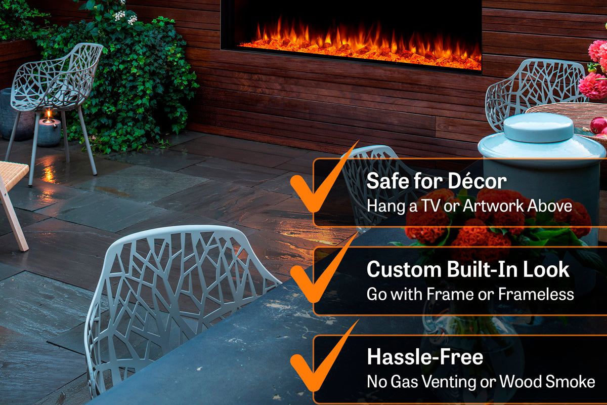 SimpliFire Forum 55'' Outdoor Recessed Built-in Electric Fireplace