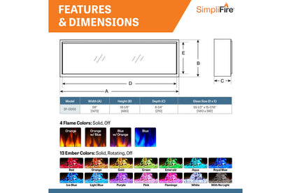 SimpliFire Forum 55'' Outdoor Recessed Built-in Electric Fireplace