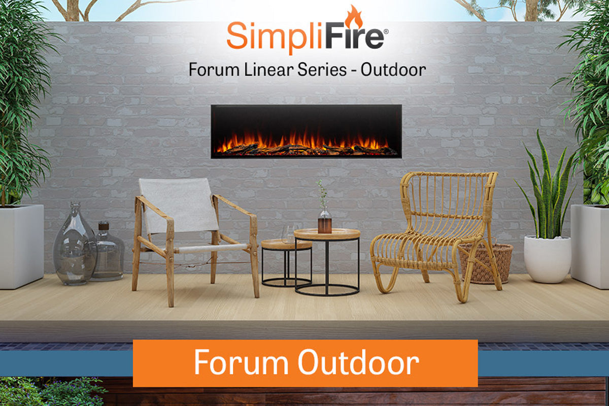 SimpliFire Forum 43'' Outdoor Recessed Built-in Electric Fireplace