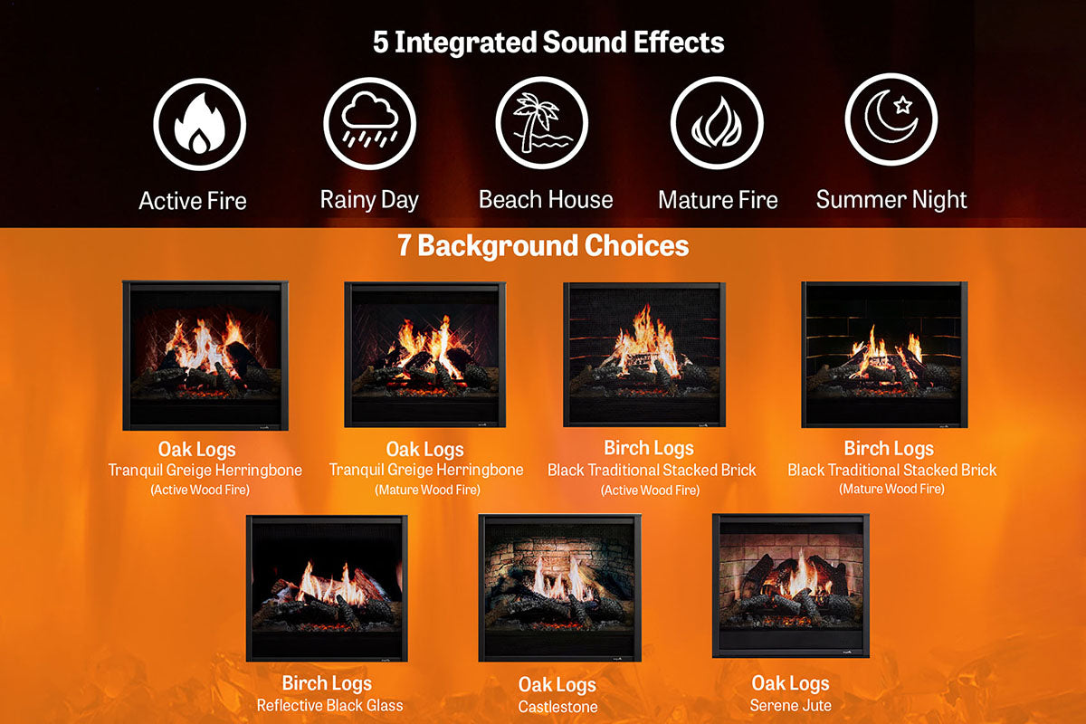SimpliFire Inception 36" Virtual Fireplace | Wescott Mantel Package | Folio Front