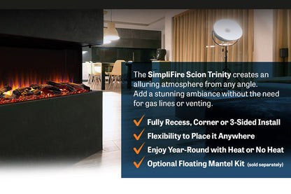 SimpliFire Scion Trinity 55" Multi-Side View Built In Electric Fireplace