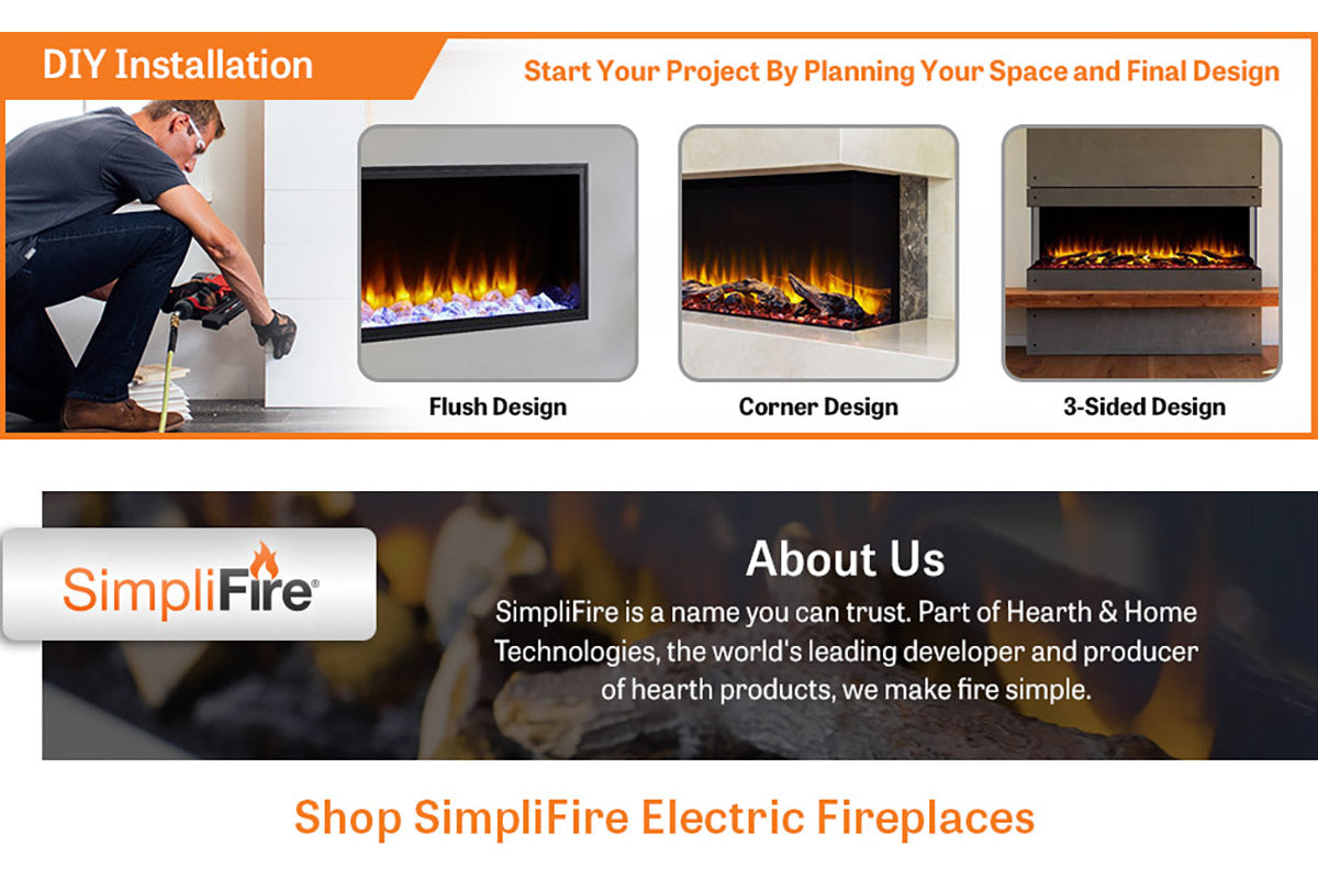 SimpliFire Scion Trinity 43" Multi-Side View Built In Electric Fireplace