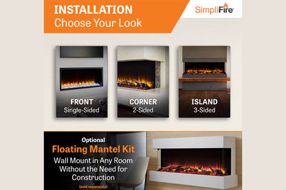 SimpliFire Scion Trinity 55" Multi-Side View Built In Electric Fireplace