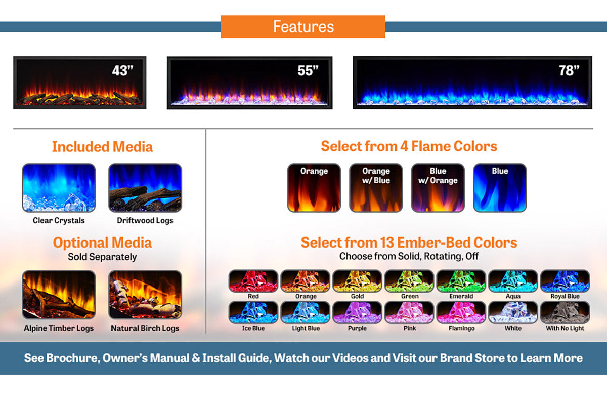 SimpliFire Scion 43'' Built-In Linear Electric Fireplace