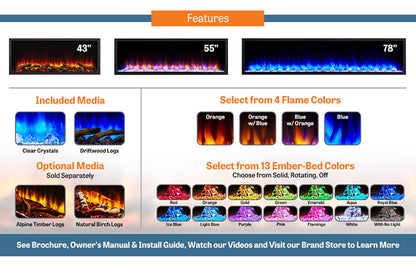 SimpliFire Scion 55'' Built-In Linear Electric Fireplace