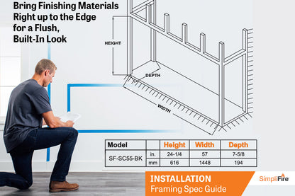 SimpliFire Scion 55'' Built-In Linear Electric Fireplace