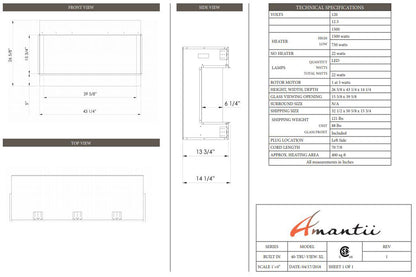 Amantii Panorama Tru View 40-inch 3-Sided View Built In Indoor/Outdoor Electric Fireplace