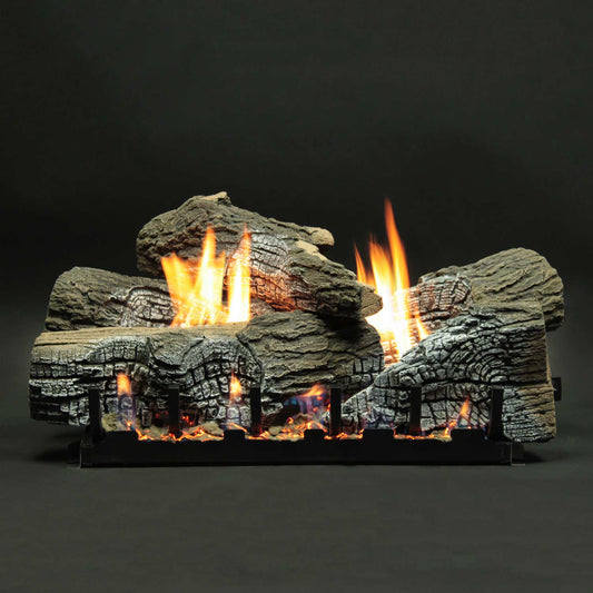 Empire Stacked Wildwood Vented Refractory Complete Fireplace Gas Log Set