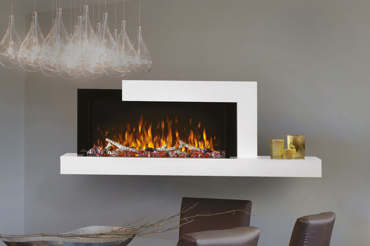 Napoleon Stylus Cara Elite Smart 60'' White Wall Mount Electric Fireplace with Shelf