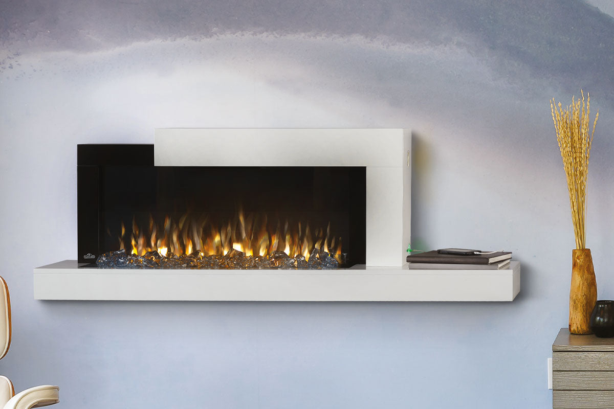 Napoleon Stylus Cara Elite Smart 60'' White Wall Mount Electric Fireplace with Shelf