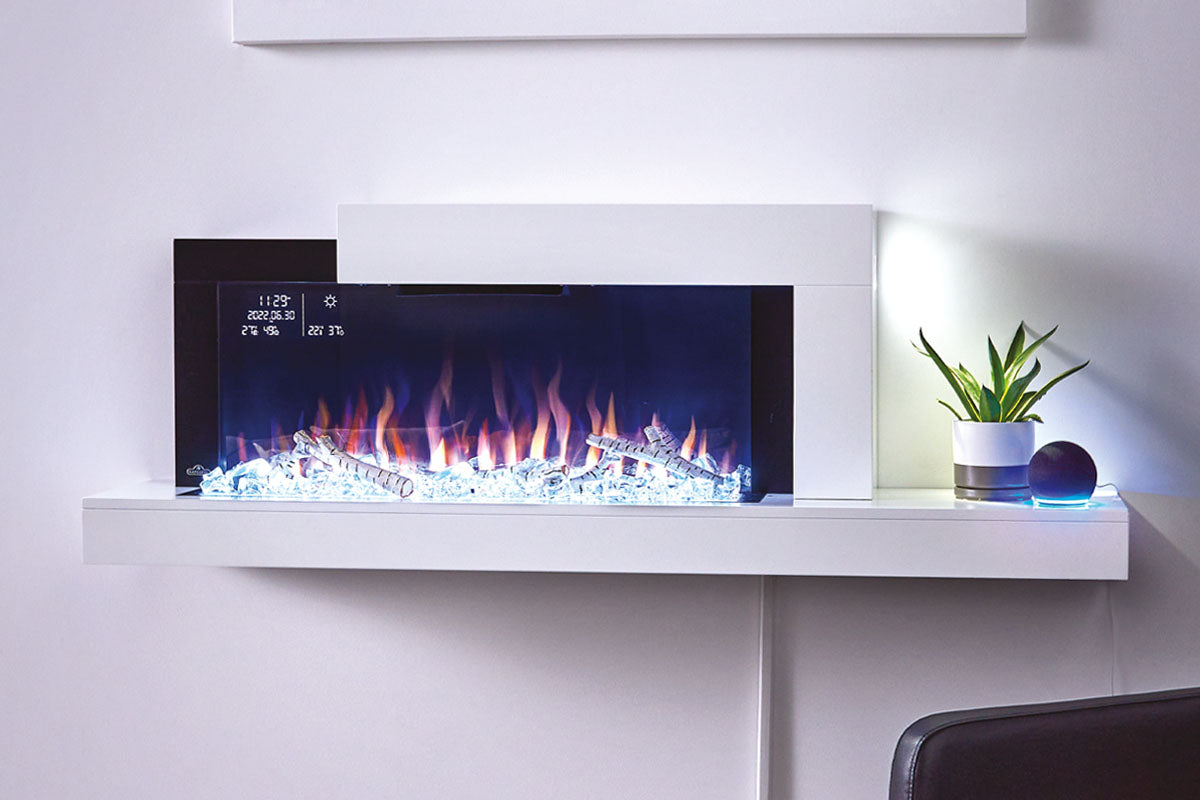 Napoleon Stylus Cara Elite Smart 60'' White Wall Mount Electric Fireplace with Shelf