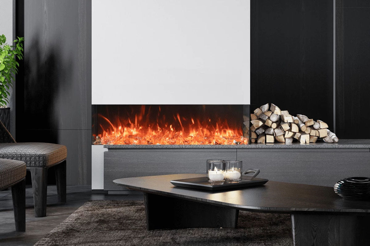 Amantii Tru View Bespoke 75-inch 3-Sided Built In Indoor/Outdoor Electric Fireplace