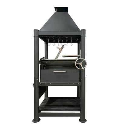 Tagwood BBQ02SIB Premium Freestanding Black Santa Maria Argentine Grill - "The Beast"