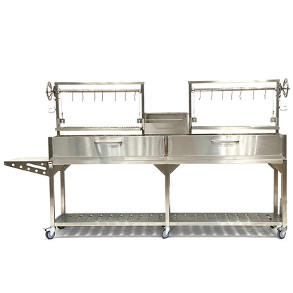 Tagwood BBQ04SS BBQ Double Argentine Santa Maria Freestanding Charcoal Grill