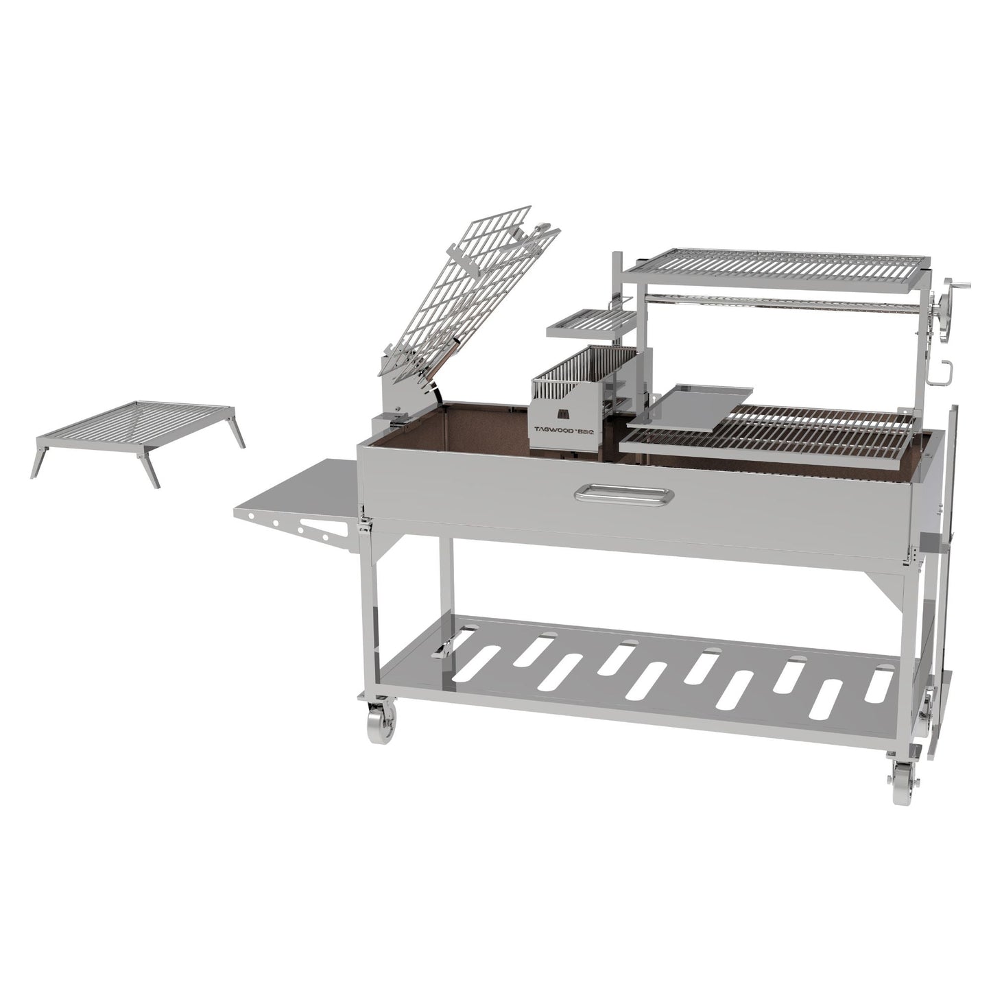 Tagwood BBQ26SS Argentine Wood Fire & Charcoal Freestanding Grill