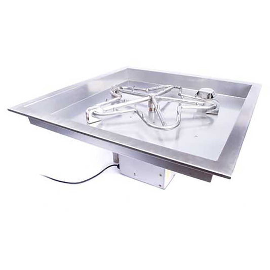 Square Drop-In Torpedo Fire Pit Burner Kit - On/Off Electronic Ignition by HPC Fire