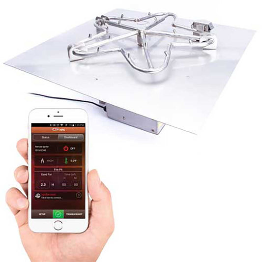 Square Flat Torpedo Fire Pit Burner Kit - Hi/Lo Electronic Ignition by HPC Fire