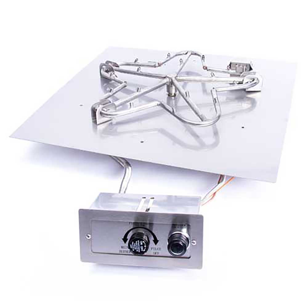 Square Flat Torpedo Fire Pit Burner Kit Push Button Ignition by HPC Fire