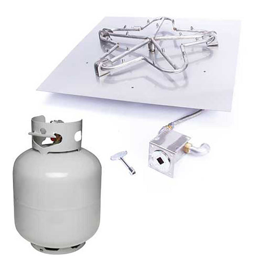 Square Flat Torpedo Fire Pit Burner Kit for Small LP Tank Match Lit Ignition by HPC Fire