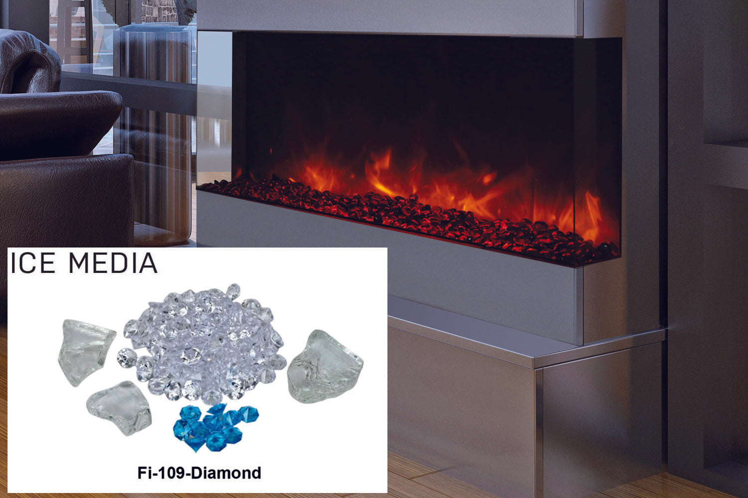 Amantii Panorama Tru View 60-inch 3-Sided View Built In Indoor/Outdoor Electric Fireplace