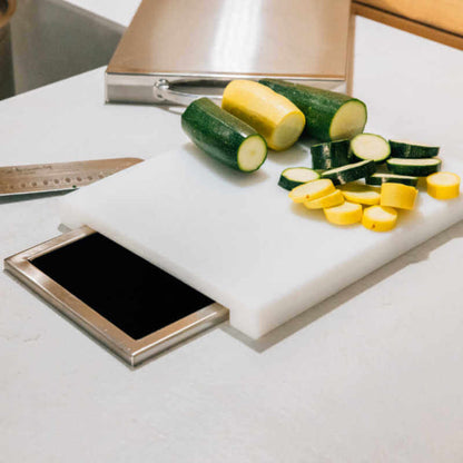 TrueFlame 14-Inch x 10-Inch Trash Chute & Cutting Board with Lid - TF-TC-14