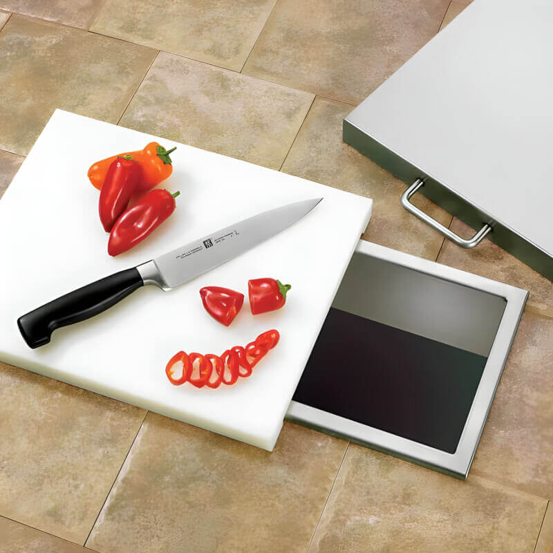 TrueFlame 14-Inch x 10-Inch Trash Chute & Cutting Board with Lid - TF-TC-14