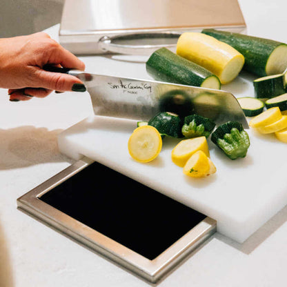 TrueFlame 14-Inch x 10-Inch Trash Chute & Cutting Board with Lid - TF-TC-14