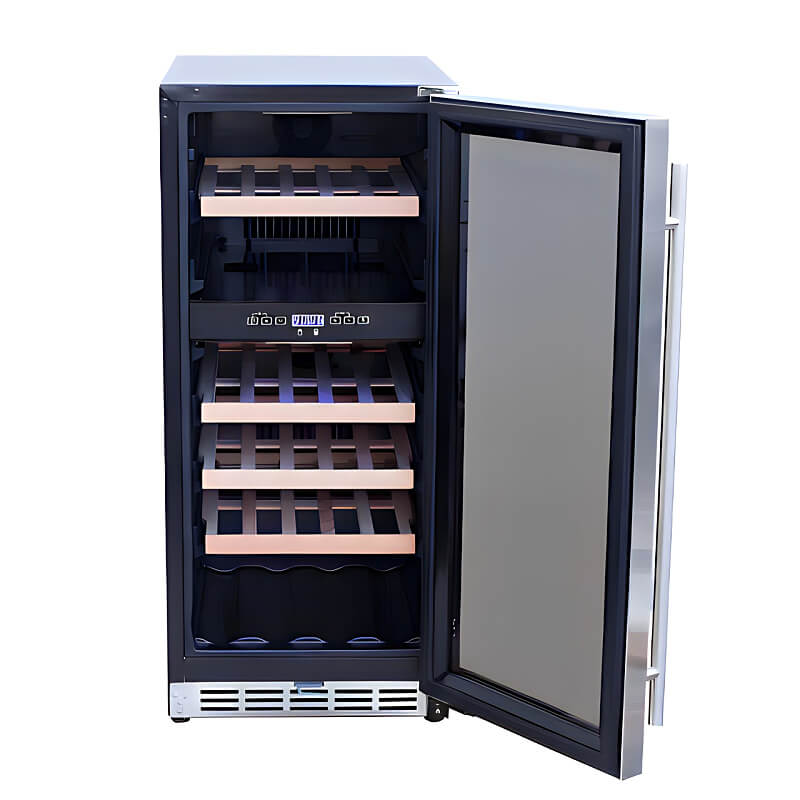 TrueFlame 15 Inch 3.2 Cu. Ft. Outdoor Dual Zone Wine Cooler - AMD-RFR-15WD