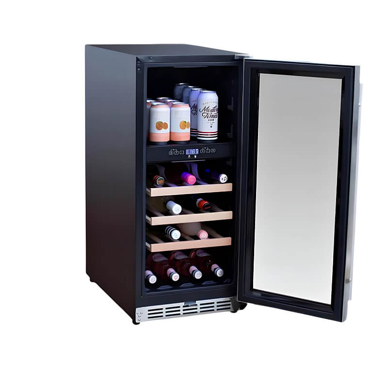 TrueFlame 15 Inch 3.2 Cu. Ft. Outdoor Dual Zone Wine Cooler - AMD-RFR-15WD