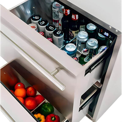 TrueFlame 24-Inch 5.3 Cu. Ft. Outdoor Rated Two Drawer Refrigerator - AMD-RFR-24D-R-A