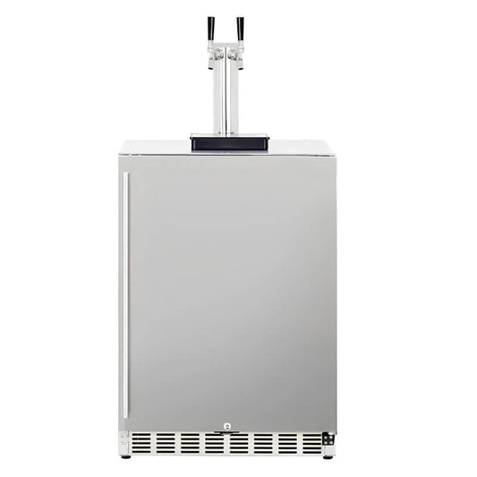 TrueFlame 24-Inch 6.6 Cu. Ft. Outdoor Rated Double Tap Kegerator - TF-RFR-24DK2