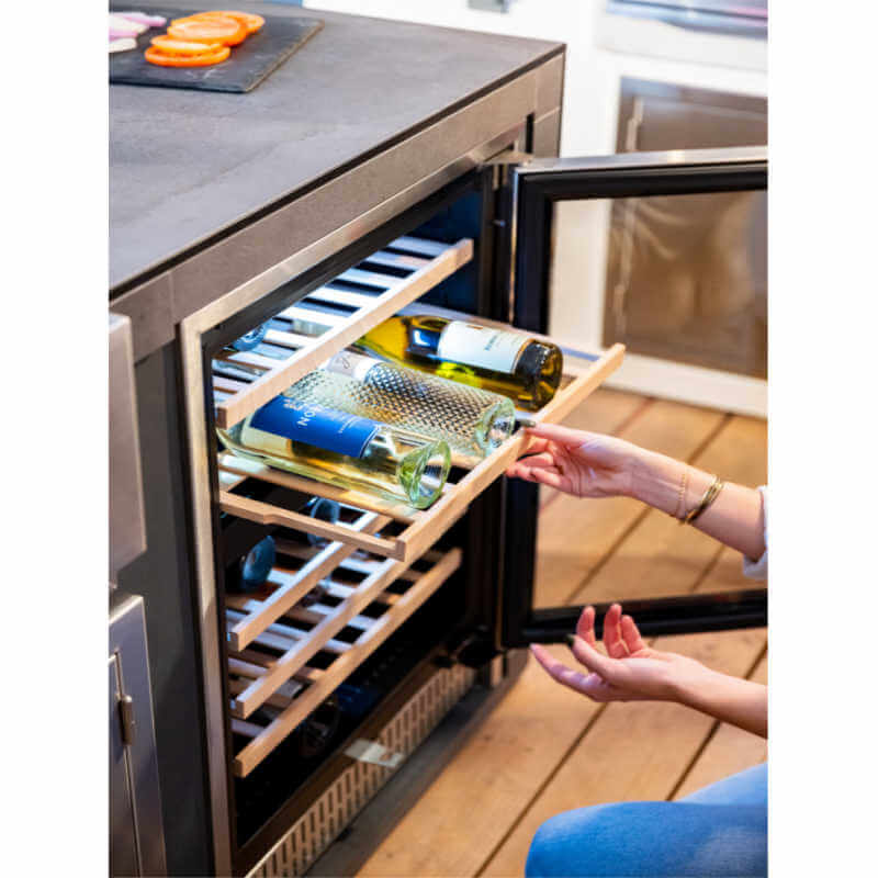 TrueFlame 24 Inch 5.3 Cu. Ft. Outdoor Dual Zone Wine Cooler - AMD-RFR-24WD