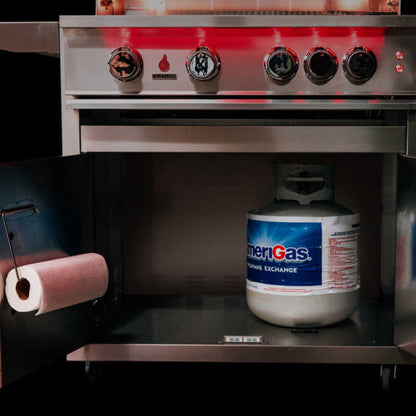 TrueFlame 40-Inch Stainless Steel Deluxe Grill Cart with Fold-Down Side Shelves