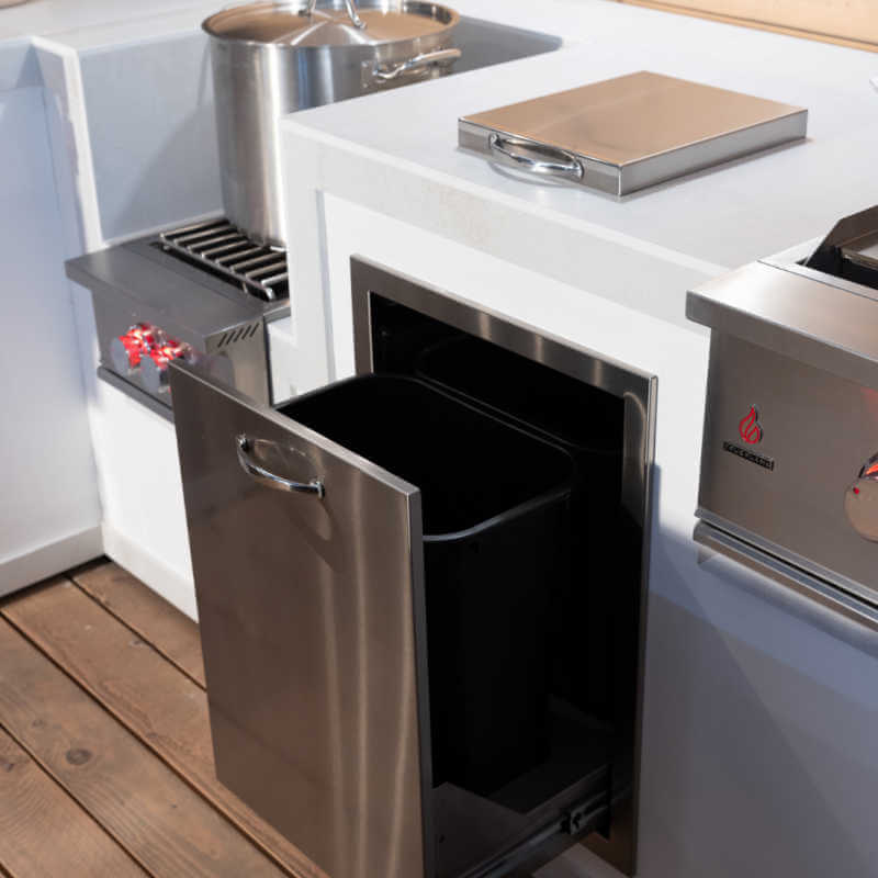 TrueFlame 14-Inch x 10-Inch Trash Chute & Cutting Board with Lid - TF-TC-14