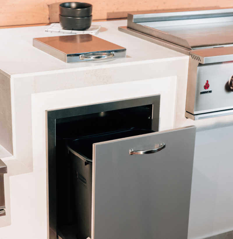 TrueFlame 14-Inch x 10-Inch Trash Chute & Cutting Board with Lid - TF-TC-14