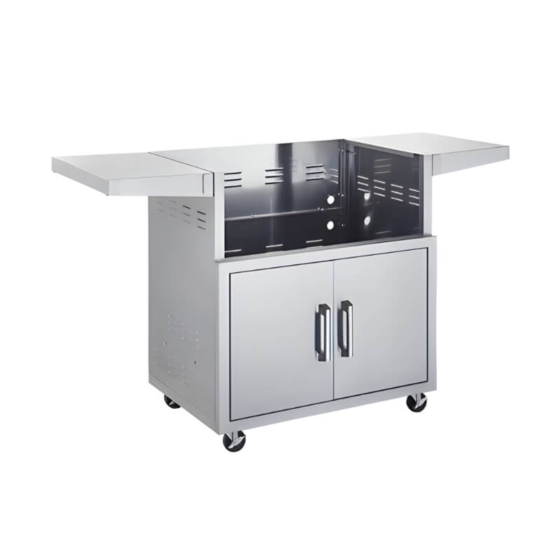 TrueFlame 32-Inch Stainless Steel Deluxe Grill Cart with Fold-Down Side Shelves - CART-TF-32DC