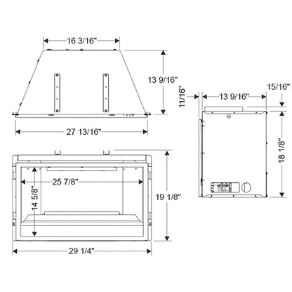 Empire Loft 31 Inch Vent Free Fireplace Insert with Barrier and Black Liner - VFLC31IN