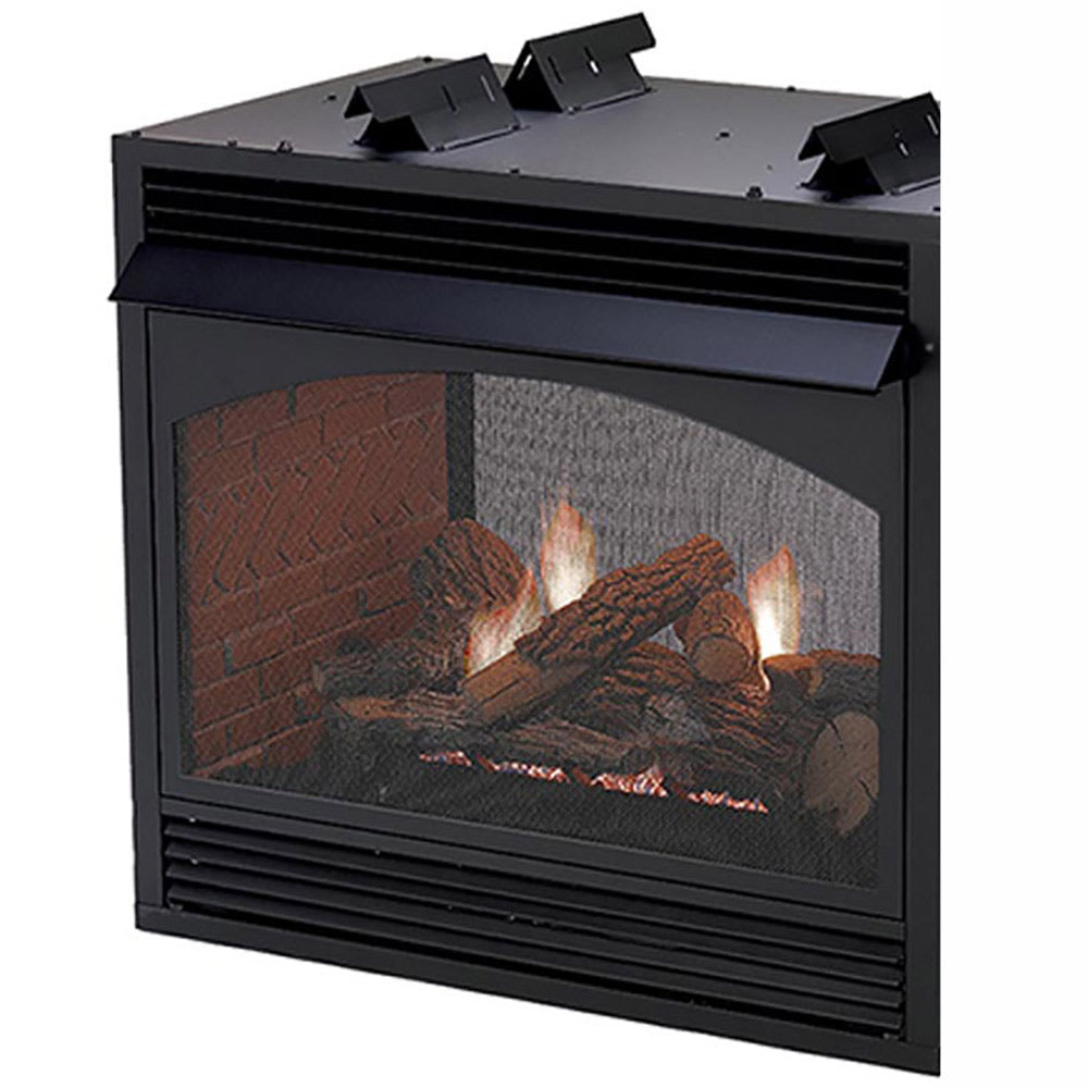 Empire 36 Inch Vail Ventless Premium See-Through Gas Fireplace with Millivolt Valve and Banded Brick Liner - VFP36SP32