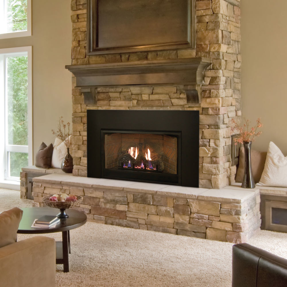 Empire 31 Inch Innsbrook Vent Free Gas Fireplace Insert with Log Set and Banded Brick Liner - VFPC31IN
