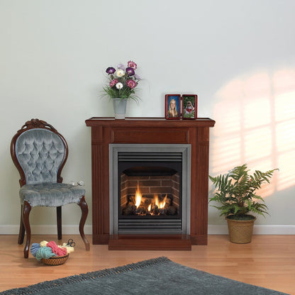 Empire Vail 24 Inch Ventless Fireplace with Slope Glaze Burner and Ceramic Fiber Log Set - VFP24FP