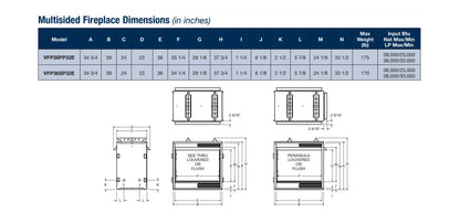 Empire 36 Inch Vail Ventless Premium See-Through Gas Fireplace with Millivolt Valve and Banded Brick Liner - VFP36SP32