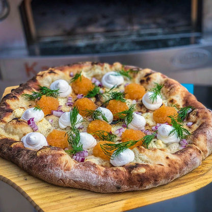 WPPO Karma 25 Inch Orange Wood Fired Pizza Oven with Black Cart - WKK-01S-WS-Orange