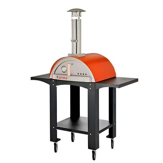 WPPO Karma 25 Inch Orange Wood Fired Pizza Oven with Black Cart - WKK-01S-WS-Orange