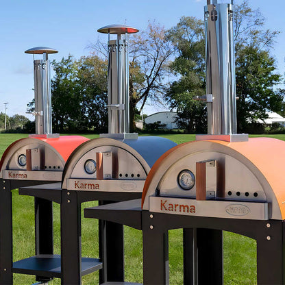 WPPO Karma 25 Inch Orange Wood Fired Pizza Oven with Black Cart - WKK-01S-WS-Orange