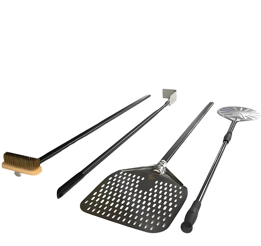 WPPO Pro Aluminum 4 Piece Wood-Fired Pizza Oven Utensil Kit - WKPA-01