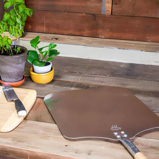 WPPO 14-Inch x 38-Inch Traditional Aluminum Pizza Peel With Long Wood Handle - WKPA-1438W